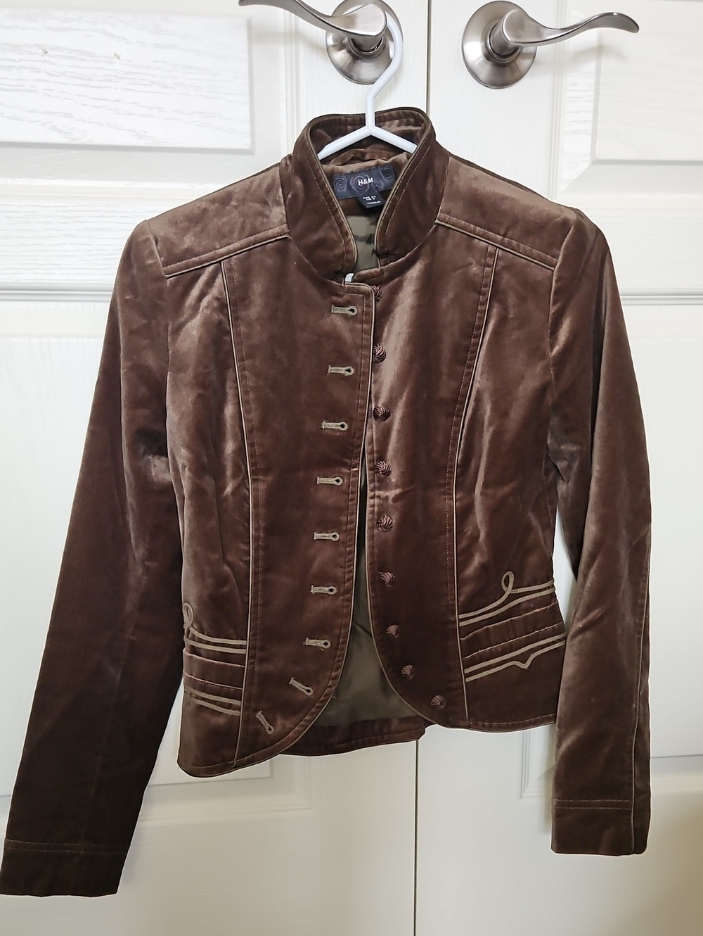 H&M Dark Brown Velvet Military-Inspired Women's Blazer- US 4